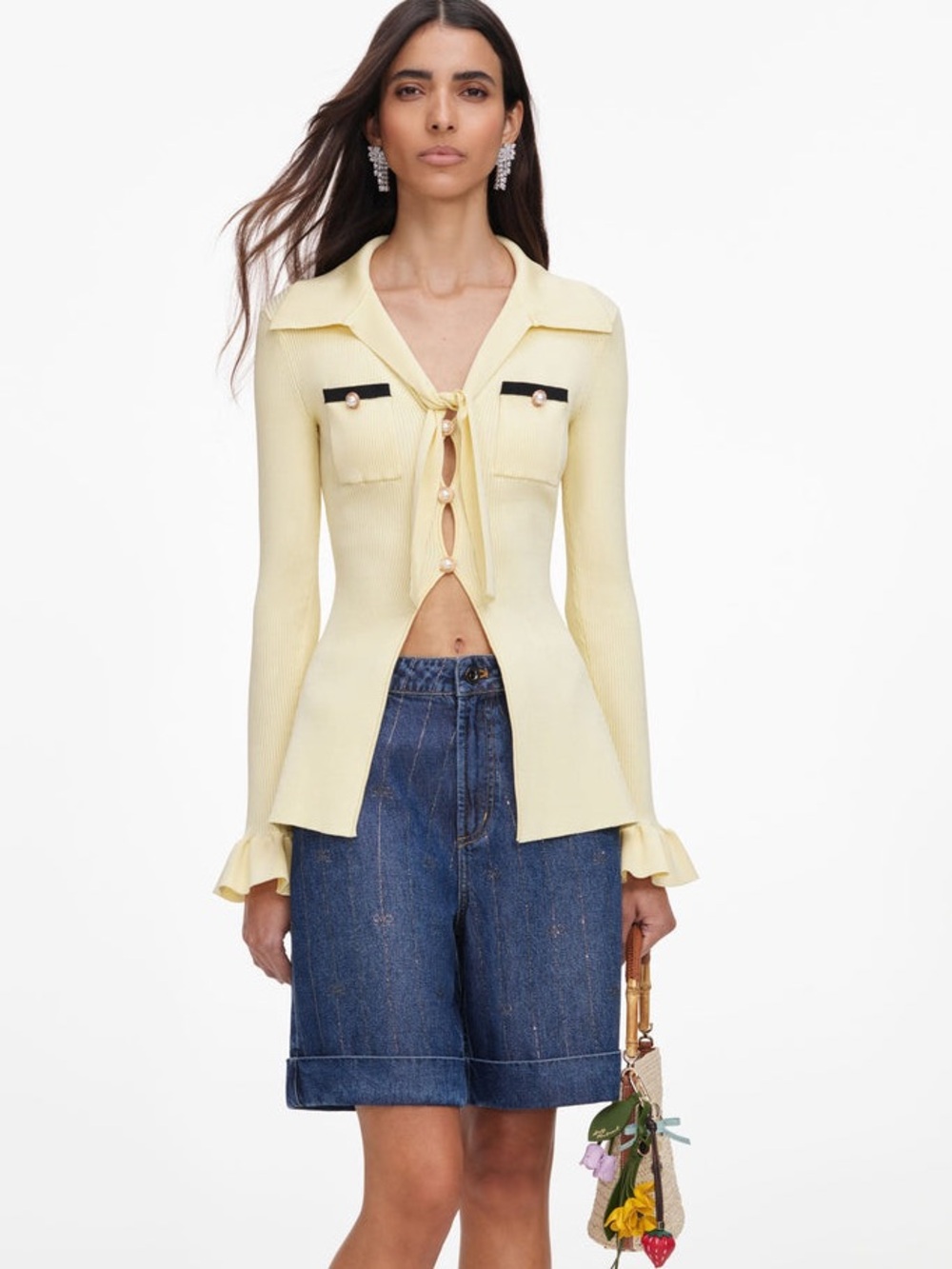 NWOT Self-Portrait YELLOW VISCOSE KNIT TIE TOP